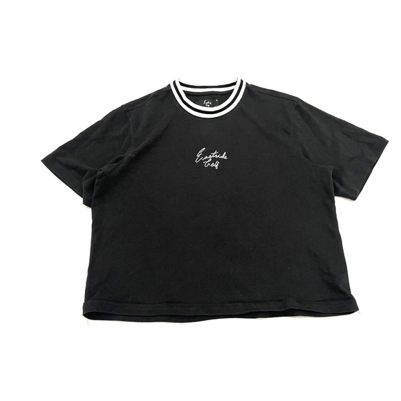 Eastside Golf Tops - Eastside Golf Womens Cropped T-Shirt Medium Black Embroidered Logo Pique